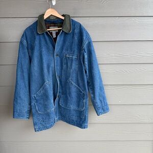 LL Bean Denim blanket Lined Barn Chore Coat Field Jacket Vintage size large Men